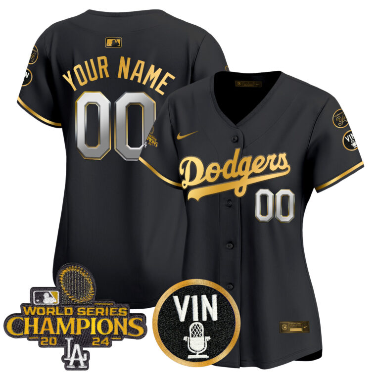 Women Los Angeles Dodgers Custom  Gold Vapor Premier Limited black MLB Nike Jersey 2025->customized mlb jersey->Custom Jersey